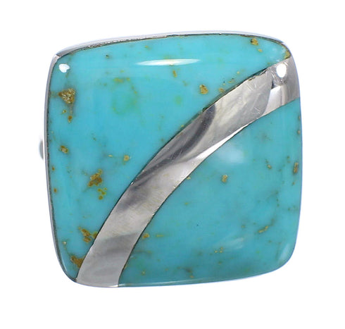 Genuine Sterling Silver Turquoise Jewelry Ring Size 6-1/2 AX79576